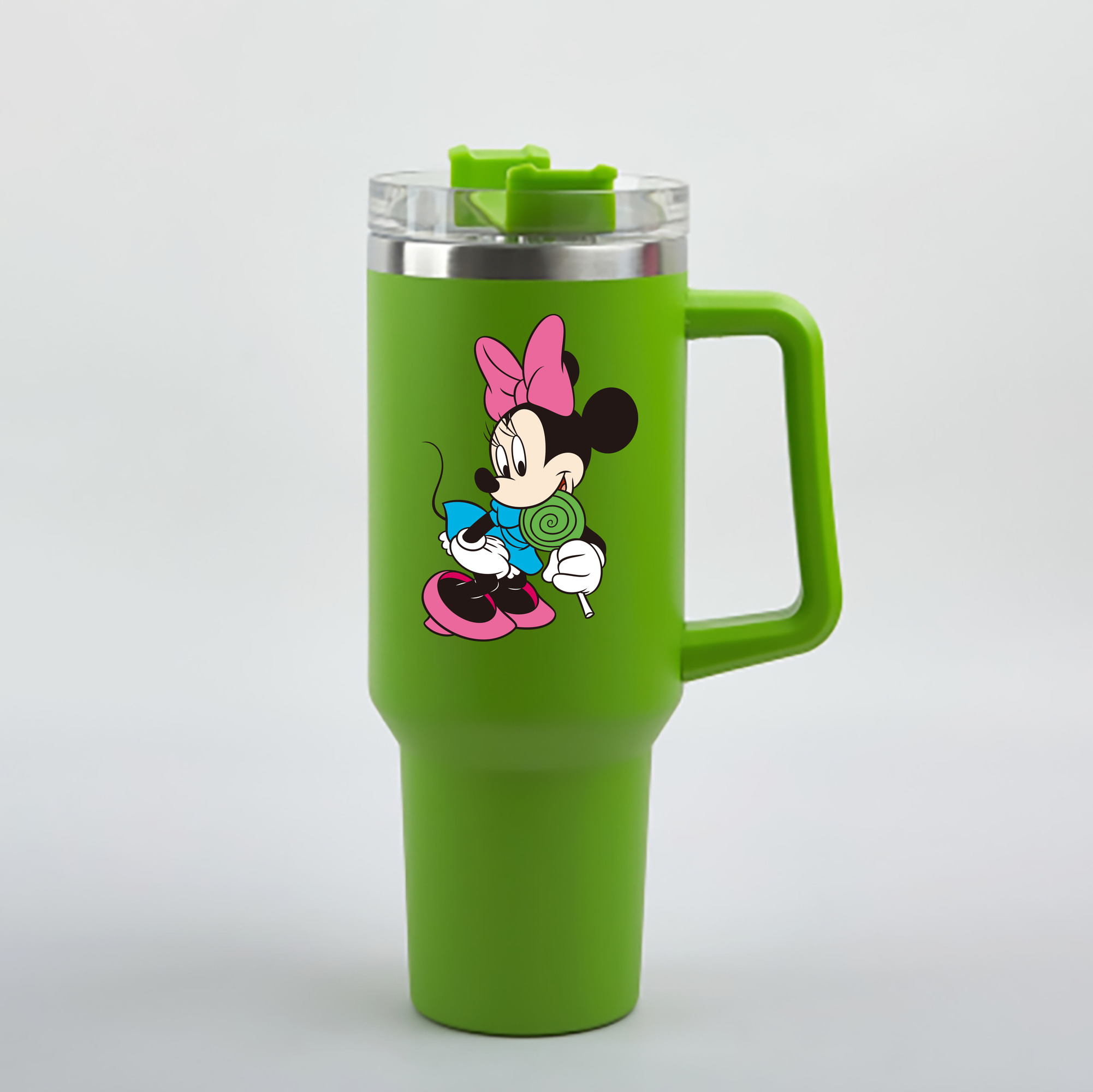 （画像用） ミッキーマウス Mickey Mouse 1200mL車用タンブラー - クリスタルステッカー（プラスチックストロー付き）